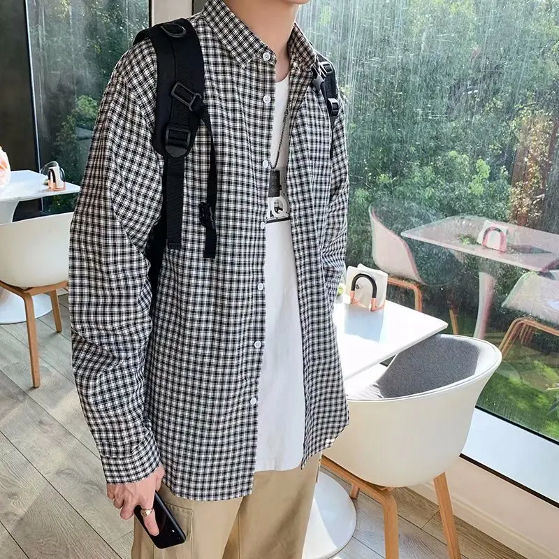 

Classic Brand 100% Cotton Plaid Long-sleeved Shirt Business Casual Office Loose Shirt Plus Size Clothing for Men S-3XL