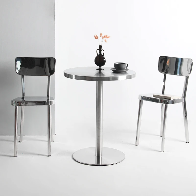 

Simple Industrial Style Restaurant Stainless Steel Milk Tea Shop Round Table