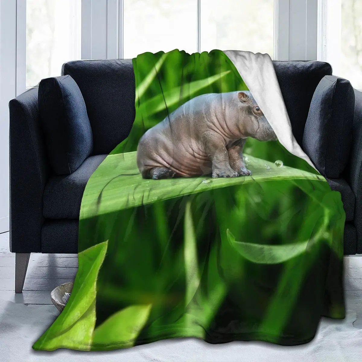 

Cute Hippo 3D Printing Flannel Blanket Sheet Bedding Soft Blanket Bed Cover Home Textile Decoration Blanket