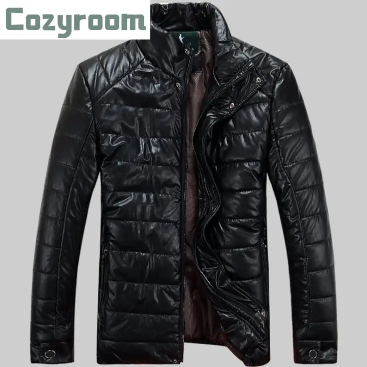 

Hot 2021 Brand Men's Leather jacket Men Warm Coat Black Outwear Mens Winter Coats Jackets Stand Collar male Slim Clothes S-4XL