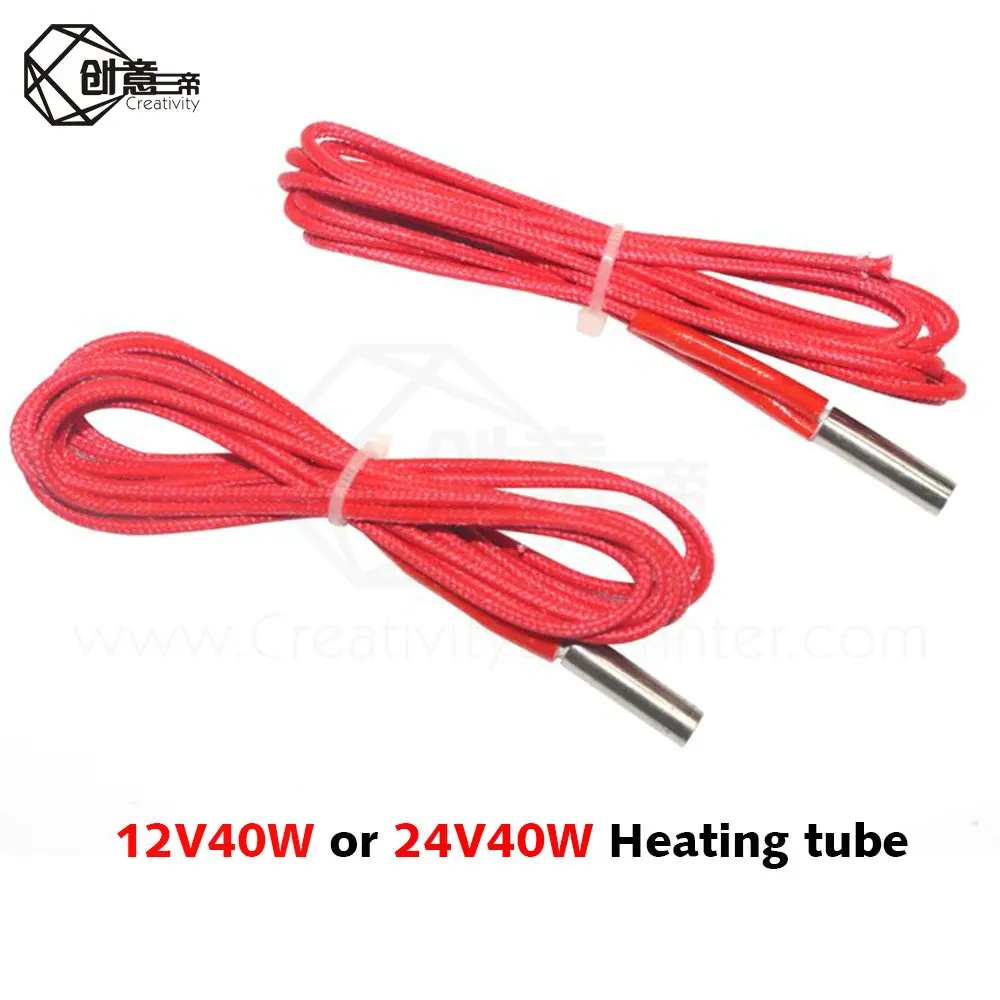 3D Print Part Heating Tube 6*20mm Red And Black Color 12V/24V 40W 1M Ceramic Cartridge For Extruder Extrusion Heater | Компьютеры и