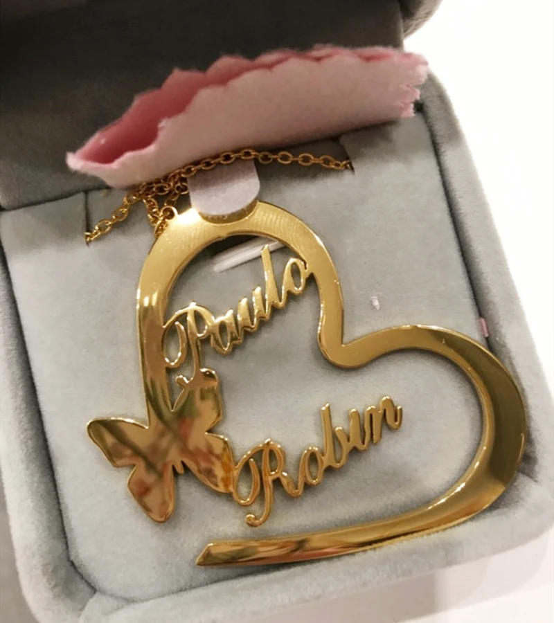 Ожерелье с подвеской-бабочкой и сердцем для женщин мужчин ожерелья из