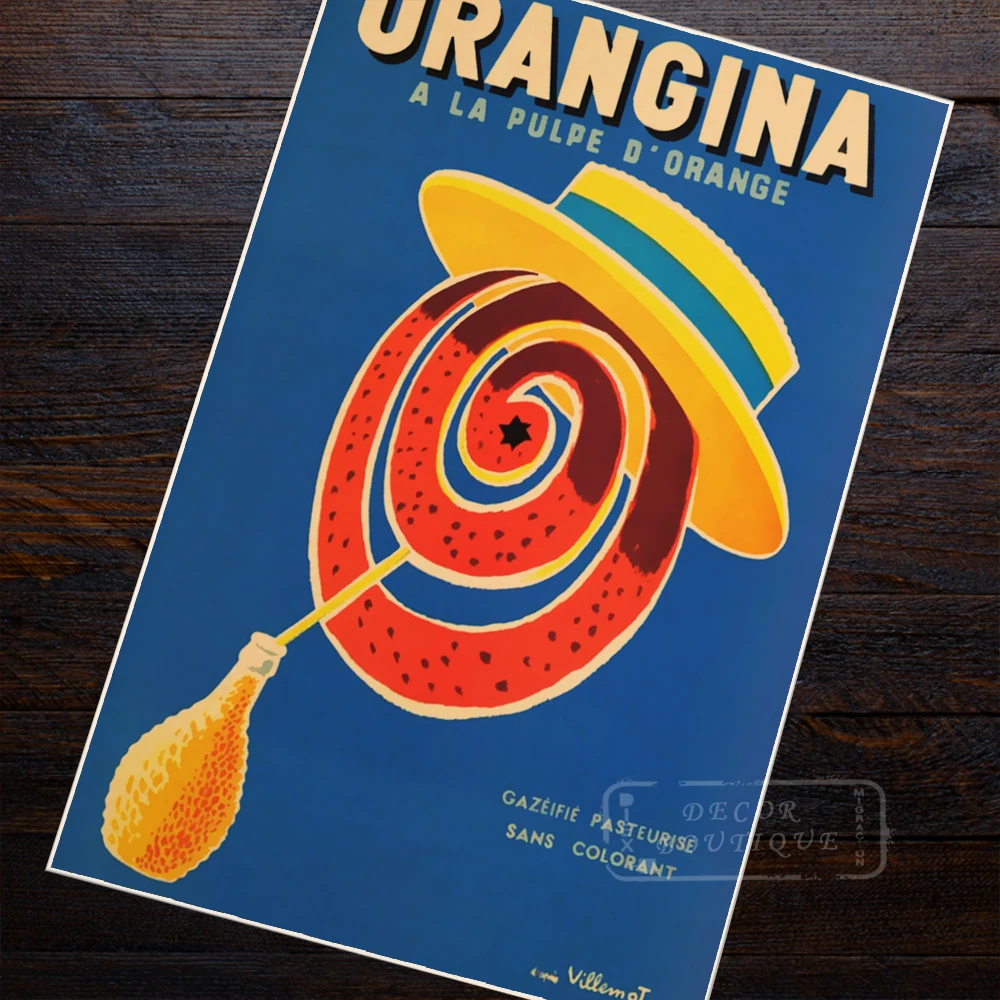 Реклама Orangina Винтаж агитационных Ретро плакат из крафт бумаги плотной ткани
