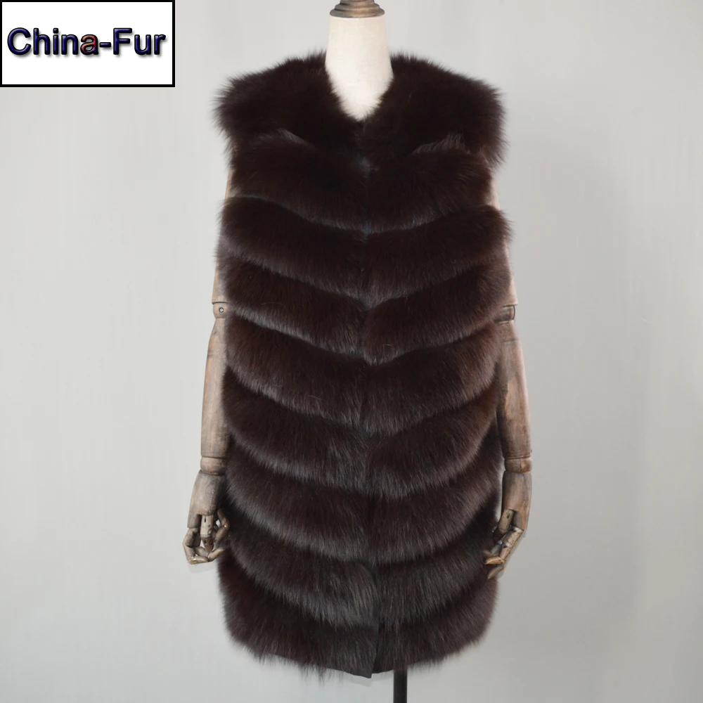 2020 Новая женская модная жилетка из натурального меха лисы 100% натуральный мягкий