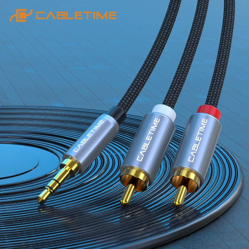 Кабель CABLETIME с разъемом 3 5 мм на 2 RCA-кабеля M/M RCA стерео кабель AUX для ди-джеев