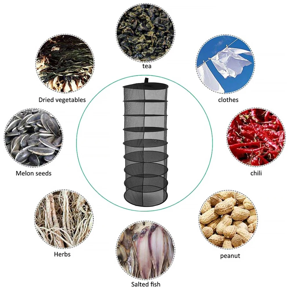 8 слоев висячая корзина с застежкой молнией Складная сухая сушилка для травы