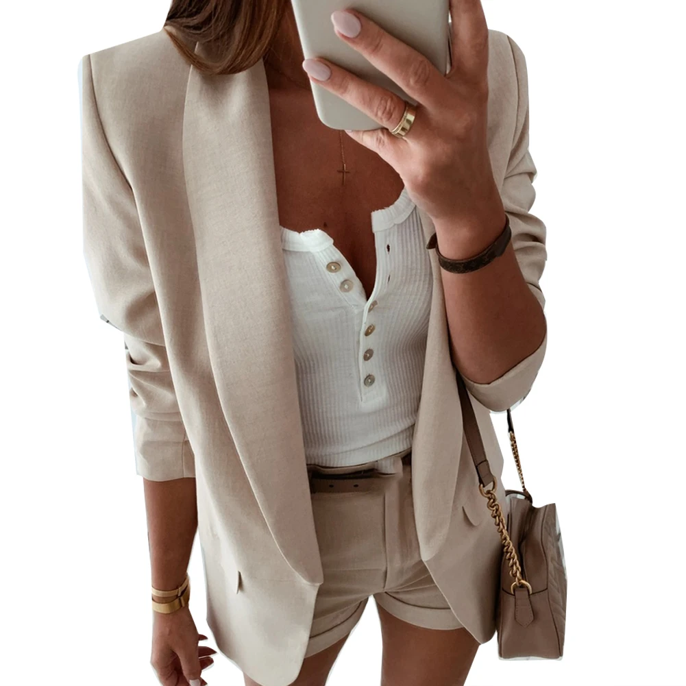 Женский блейзер с длинным рукавом женский костюм куртка темно-синий белый осень |