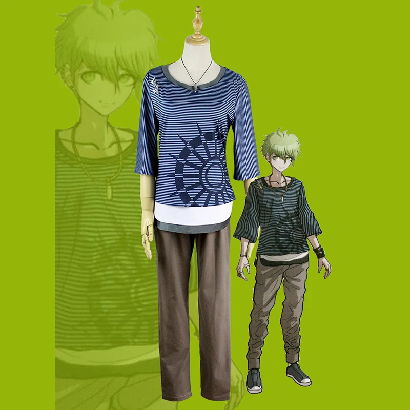 Костюм для косплея данганронпа V3 рантаро амам топ в синюю полоску коричневые