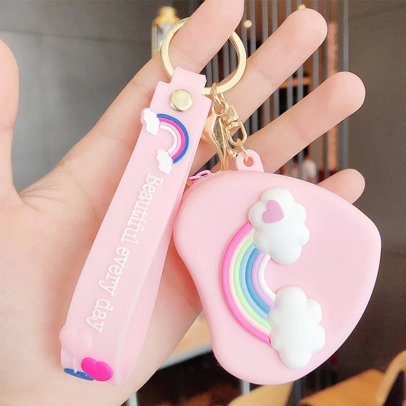 

2021 Heart-shaped Coin Purse Mini Silicone Animal Coin Purse Women Key Bag Kids Gift Headset Bag Key Chain Ring