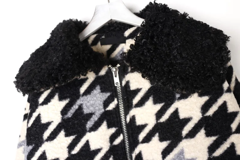 

Mid-length temperament houndstooth Woolen Coat Women Autumn Winter British style over-the-knee plus size Woolen jacket Female