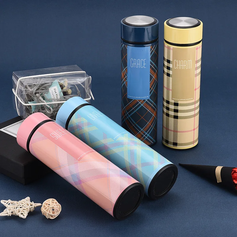 

Stainless Steel Portable Thermos Cup Fitness Student White-Collar Outdoor Sports Business Water Cup Multi-Color Checkered Cup