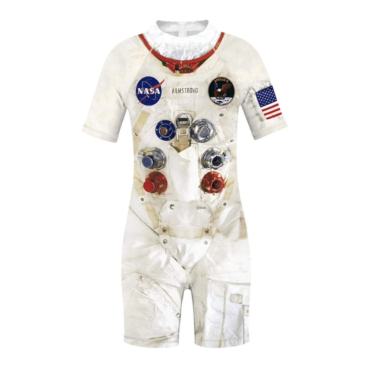 

Unicorn Printing Children's Blue Swimsuit Tight Round Neck Swimming Set One-piece Space Elements Design Sports Wading Beach-wear