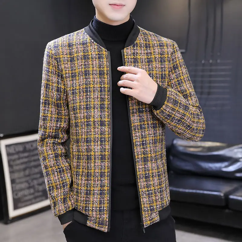 

Men 's Jacket Autumn Korean Style Young And Middle-Aged Stand Collar Long-Sleeved Cardigan Slim Jacket