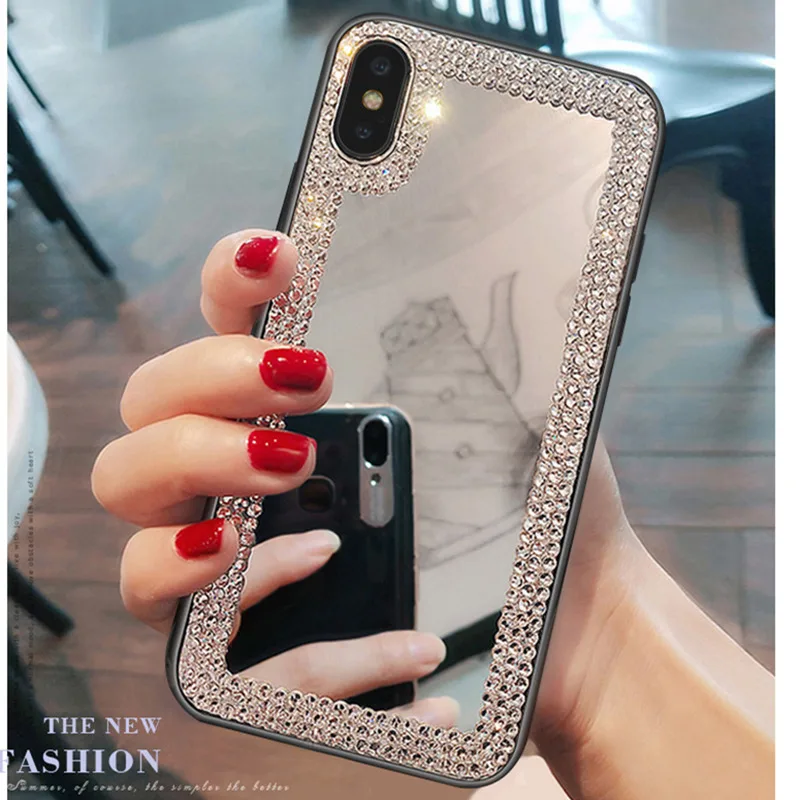 Роскошный Алмазный зеркальный телефонный чехол со стразами для iPhone 11 Pro Max X XR XS 12