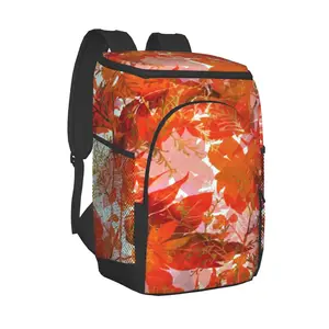 thermal backpack abstract orange autumn plants waterproof cooler bag large insulated bag picnic cooler backpack refrigerator bag free global shipping