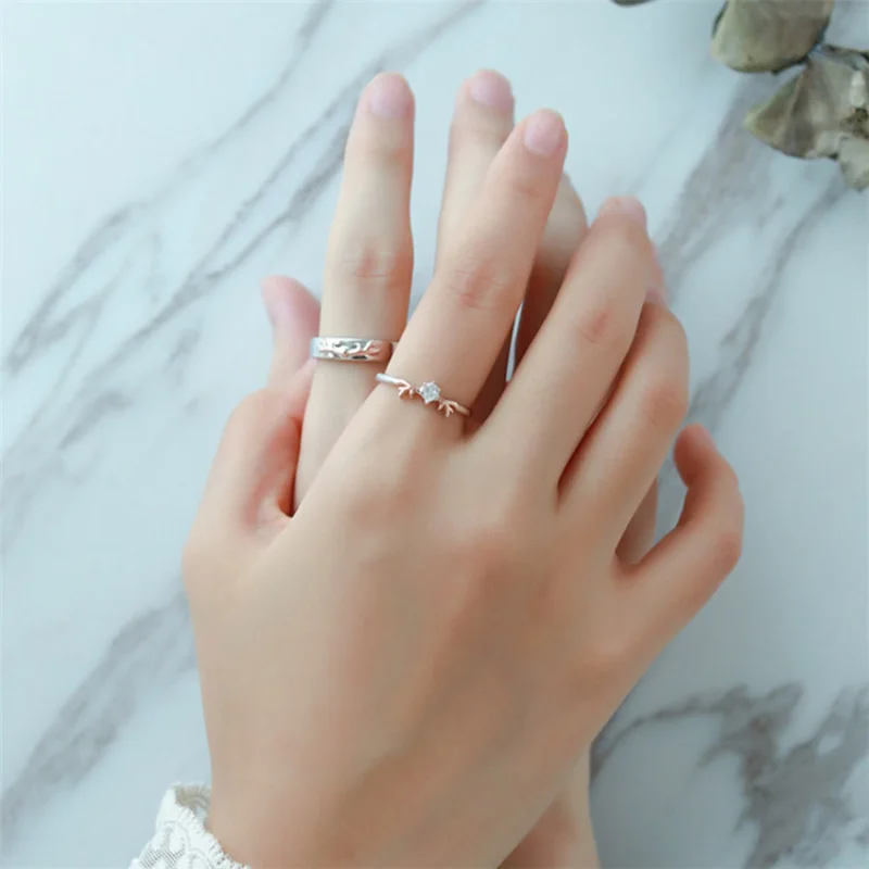 Комплект парных колец MIQIAO из серебра 925 пробы с оленем и рогом для женщин мужчин