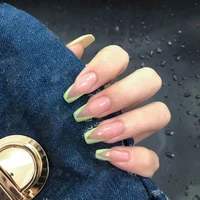 24 шт./компл. французские накладные ногти с синим пламенем накладные ногти с клеем Длинные накладные ногти для балета декоративные инструмен...