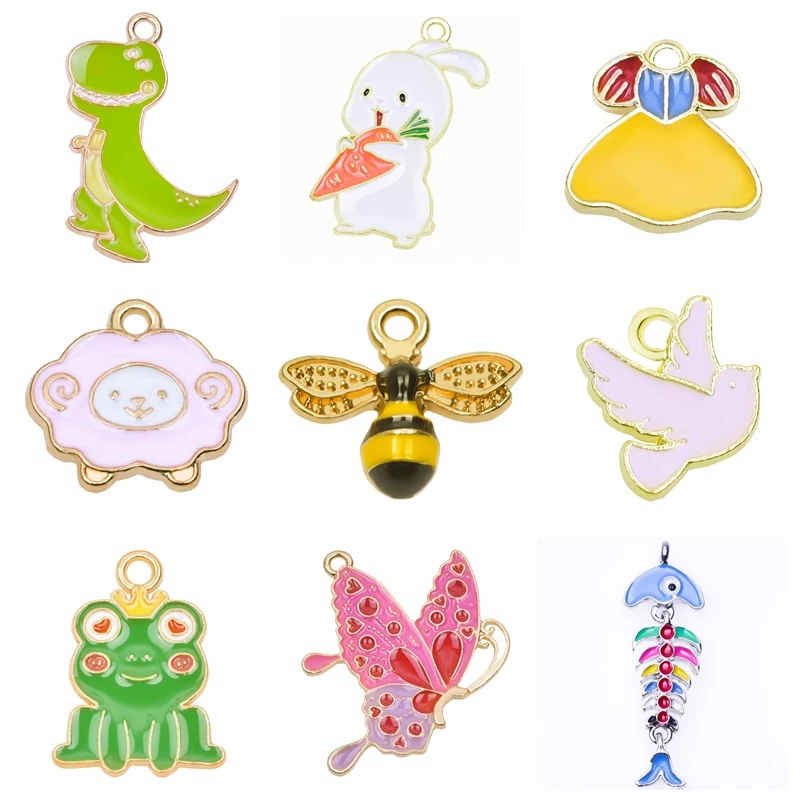 

Kawaii Anime Pendant 15 pcs/Lot Dragon Sheep Frog Charms For Jewelry Making Accessories Earrings Necklace Women Girls DIY Gifts