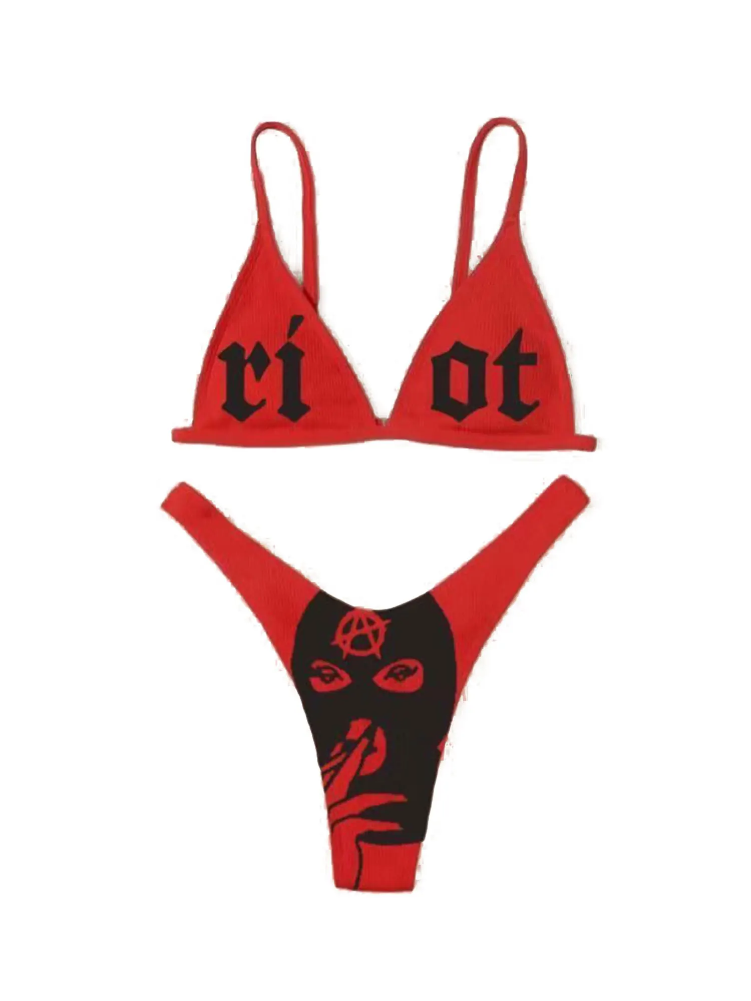 

Женское сексуальное бикини с забавным принтом и глубоким V-образным вырезом, съемные накладки на груди, топы на бретельках, женский купальни...