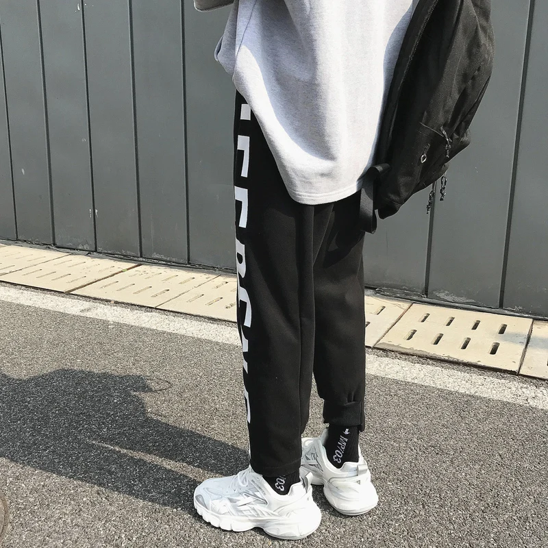 Plus Velvet Thick Joggers Pants Men's Fashion Letters Printed Casual Sweatpants Men Street Wild Hip Hop Loose Trousers Mens