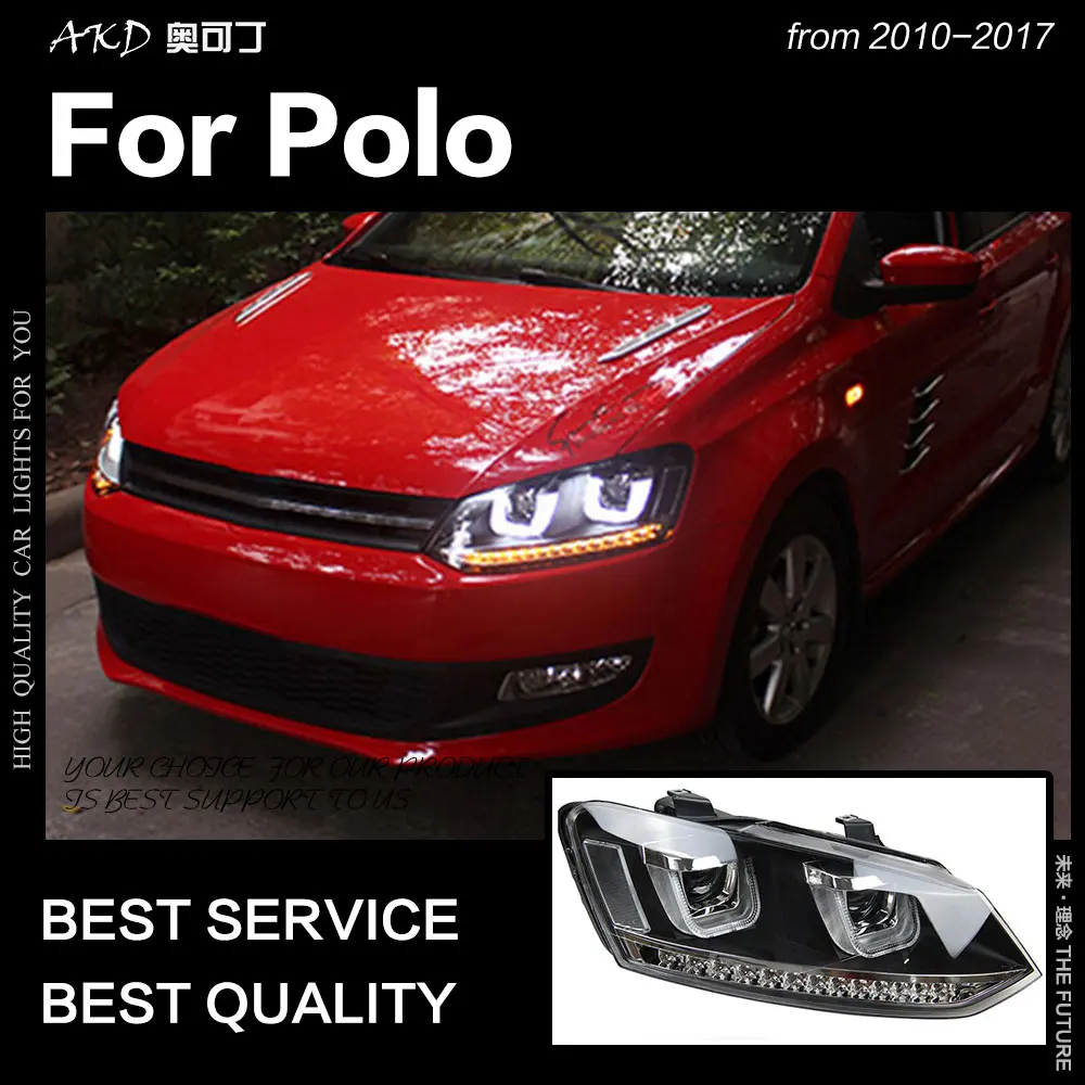 AKD автостайлинг для VW Polo фары 2010-2017 светодиодный ные DRL Hid ангельские глазки