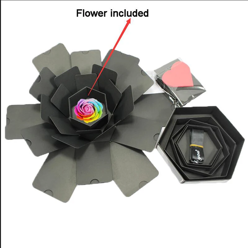 Шестиугольник DIY сюрприз любовь взрыв коробка скрапбук фотоальбом годовщина