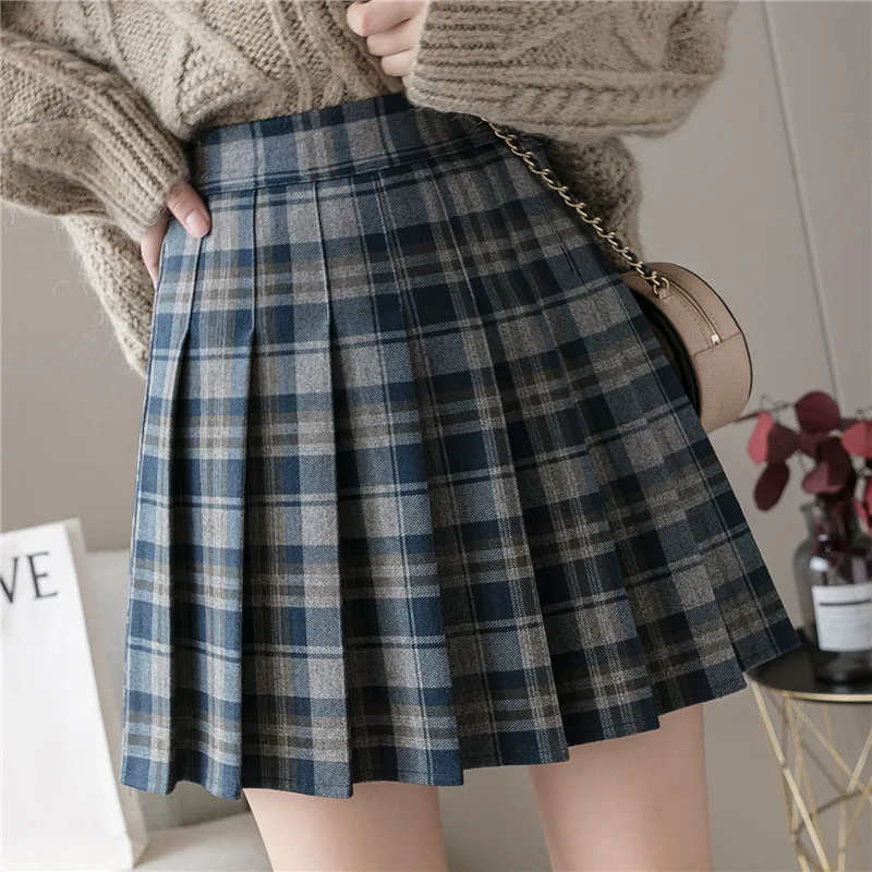 

Harajuku Short Skirt New Korean Plaid Skirt Women Zipper High Waist School Girl Pleated Plaid Skirt Sexy Plus Size Mini Skirts