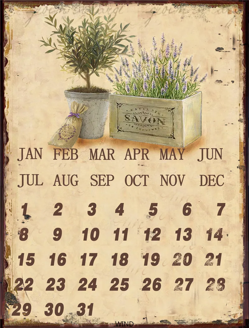 

Living Room Metal Poster Vintage Retro Tin Sign Calendar Bathroom Decor Bedroom Garden Decoration Outdoor Decor for Kitchen Home