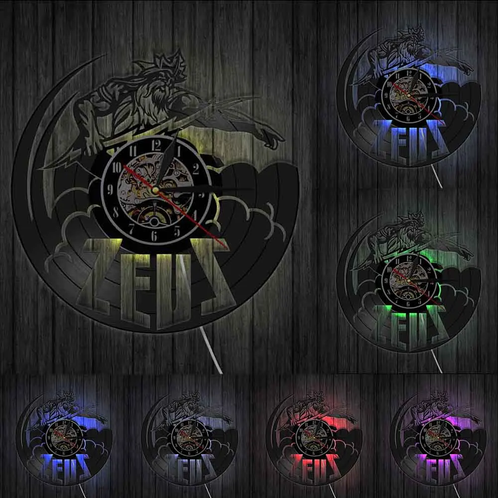 Настенные часы с статуей Zeus винтажные фотообои декор греческой мифологии звезда