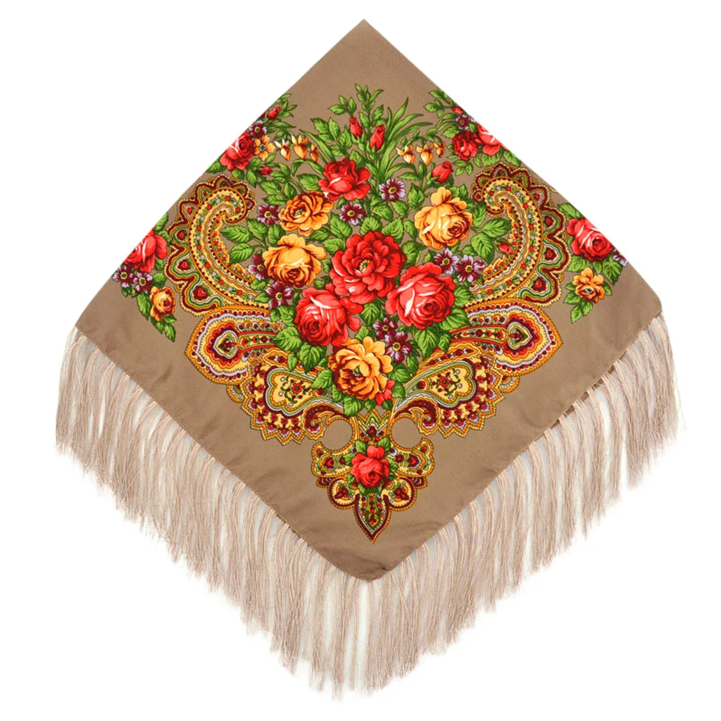 

Scarf women bandana Women Lady Folk-Custom Print Tassel Square Scarf Wrap Shawl Travel Scarve chiffon hijab foulard femme