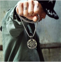 european and american retro trendy male personality punk irish concentric knot tag pendant necklace sweater matching accessories