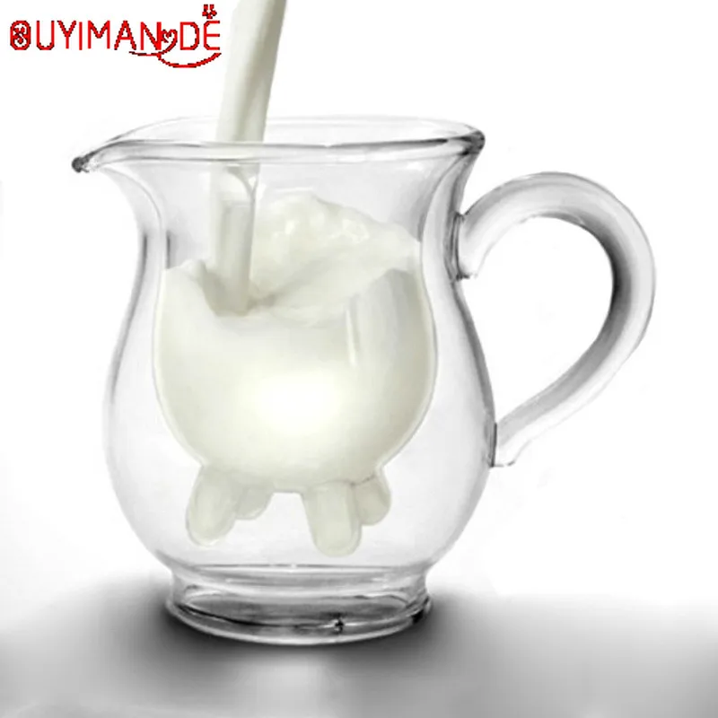 2 шт. креативная двухслойная стеклянная Сливочная чашка в форме коровы 250 мл Милая