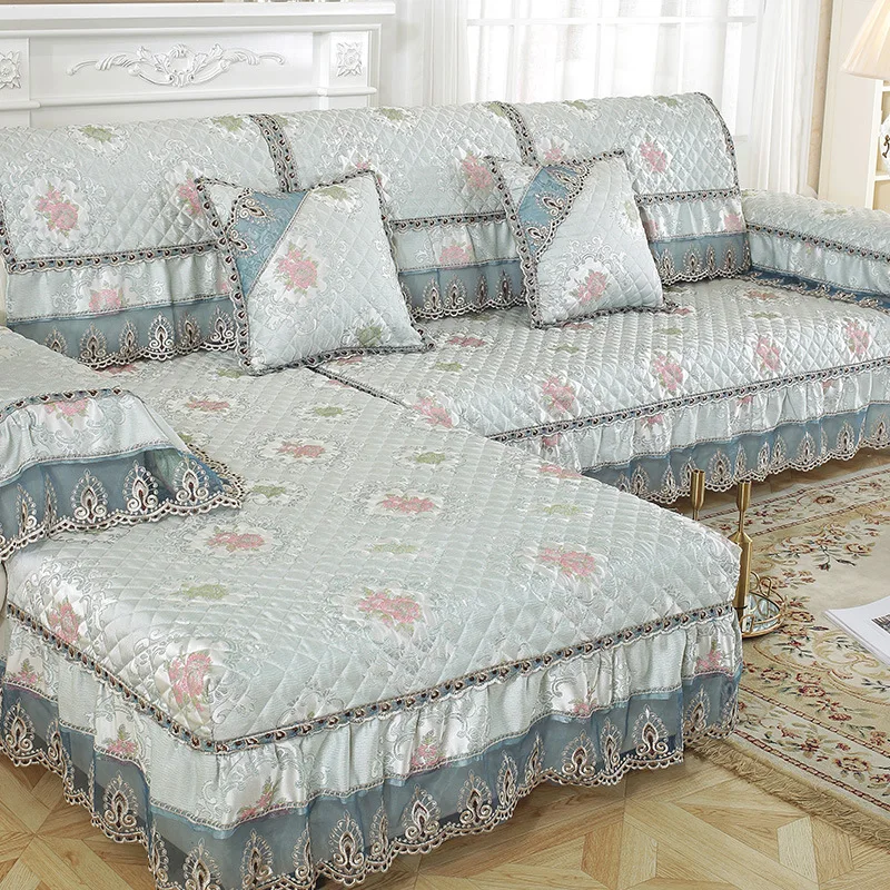 Forros para muebles de sala Нескользящая мебельная крышка кружевной диван-коврик с цветочным узором секционные кушетки для диванов TS153