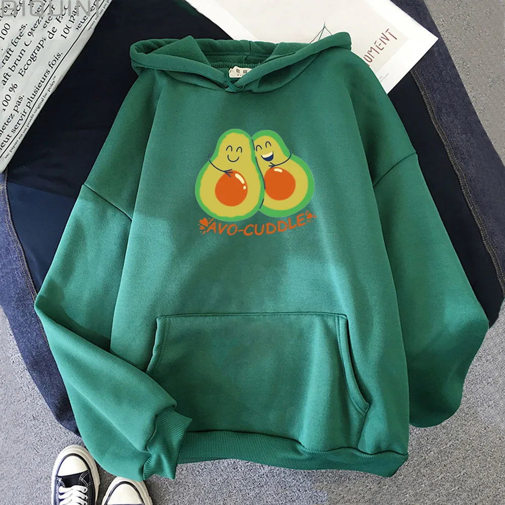 

Avocado Colors Hoodies Kawaii Aesthetic Streetwear Fashion Clothes Cartoon Print Harajuku Autumn Wram Pullover Loose Sweatshirts