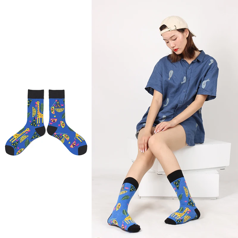 PEONFLY Sale cute animal bunny bird tiger ladybird cartoon Art Men Women Funny Socks Casual Harajuku Skateboard socks | Женская одежда