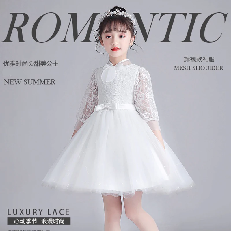 

2021 New Children's Princess Dress White Lace Dress Dress Korean Baby Clothes Kids Dresses for Girls Flower Girl Dresses