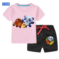 2021 summer boys clothes sets printing panda t shirt and cotton sports short pants leisure children suit for kids under 5 yrs