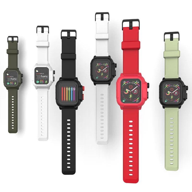 

Silicone Band Case For Apple Watch Case Series 6 se 5 4 3 2 Waterproof Sports 44mm 42mm 40mm Strap Shockproof Frame transparent
