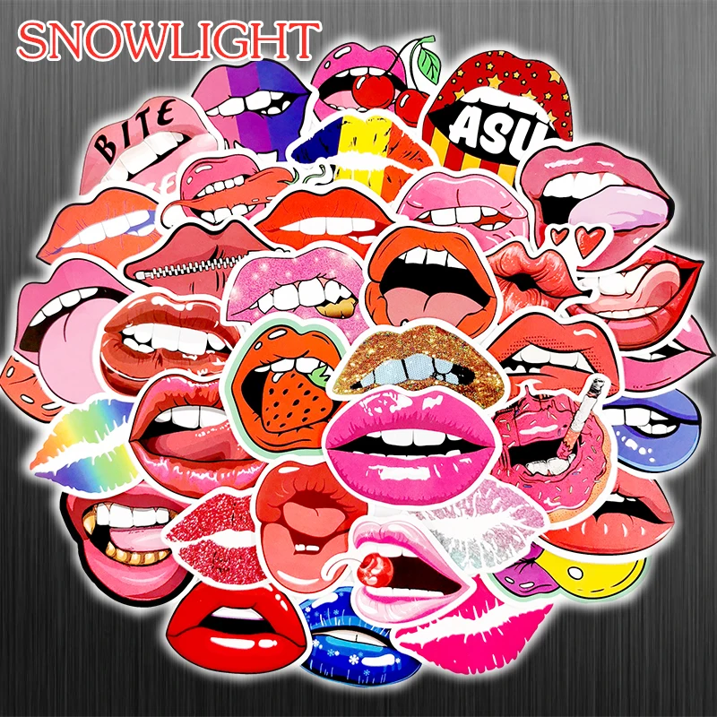 10/50 pcs/pack Sexy Lips Cartoon Mouth Waterproof Graffiti Stickers For Snowboard Luggage Scrapbook Laptop Motorcycle Bicycle