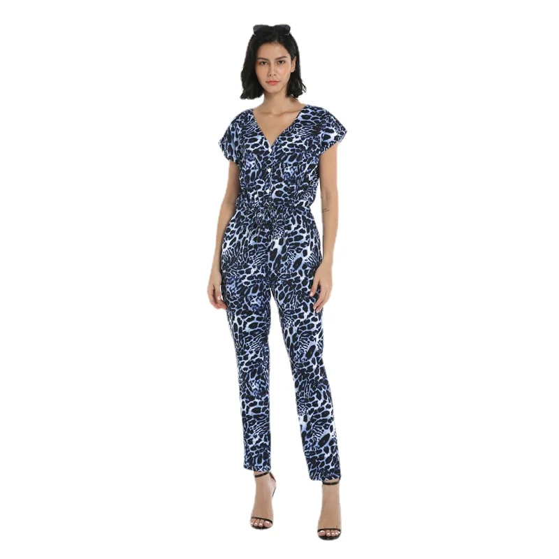 

Синий Леопардовый JumpsuitsTie Dye Градиент Модный летний боди тонкий секционный комбинезон рисованное индивидуальное платье для женщин