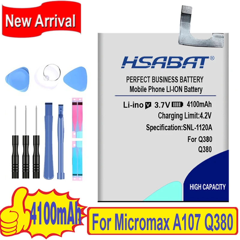 4100mAh HSABAT Высокое качество батареи мобильного телефона для Micromax A107 Q380 | Мобильные
