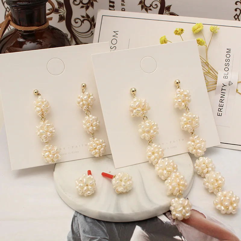 Супер длинные женские висячие серьги из натурального жемчуга 3 вида стилей