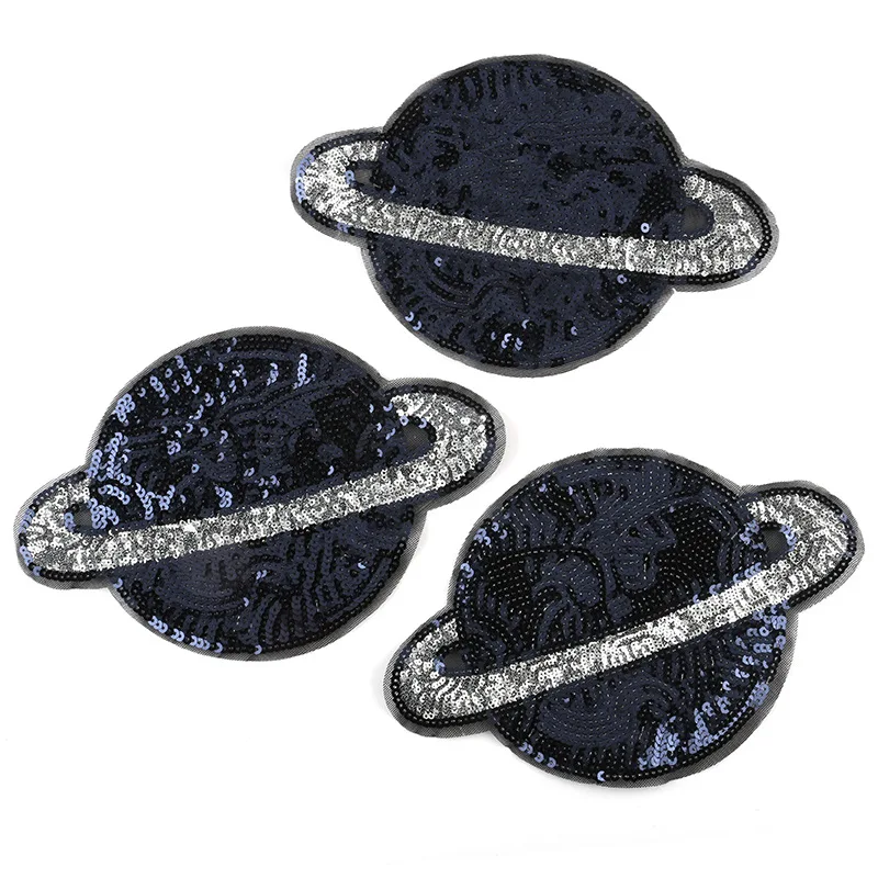 Тканевая нашивка с жемчужной вышивкой большая планетами блестки для домашних