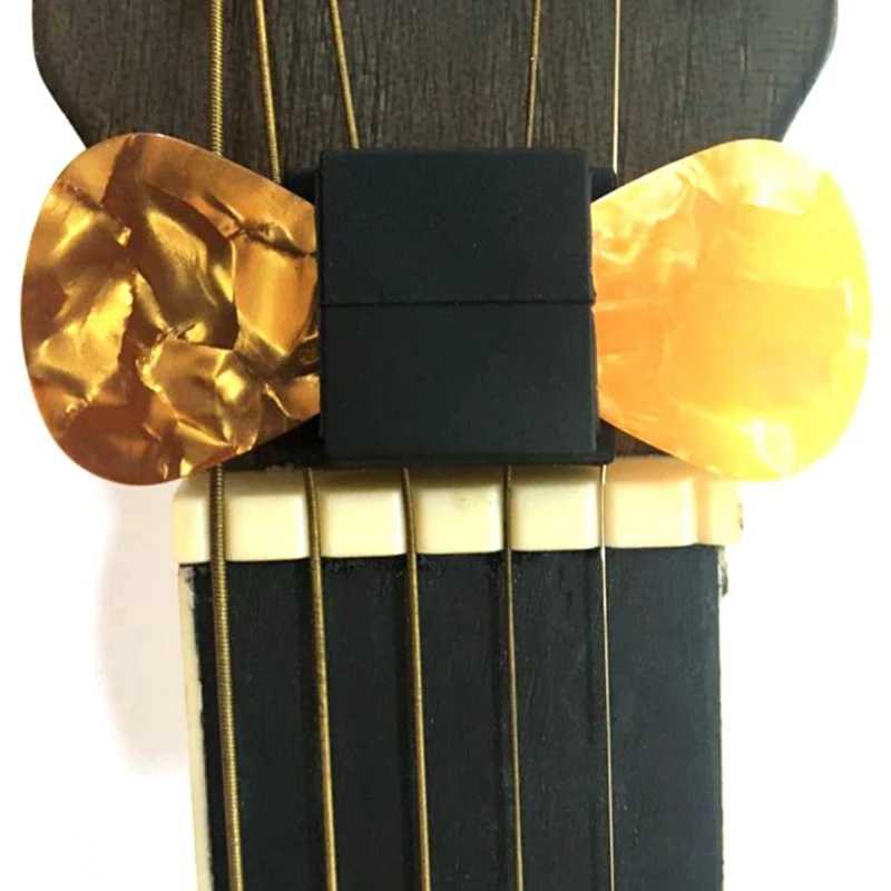 

Hot AD-10Pcs Black Rubber Guitar Pick Holder Guitar Head Pick Clip for Guitar Ukulele Fix on Headstock Headstock Bass Ukulele