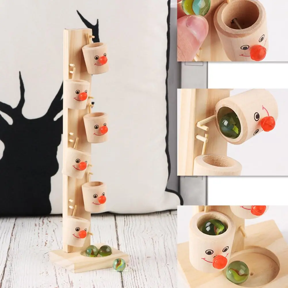 Детские деревянные блоки Монтессори с рисунком клоуна дерево мраморный шар