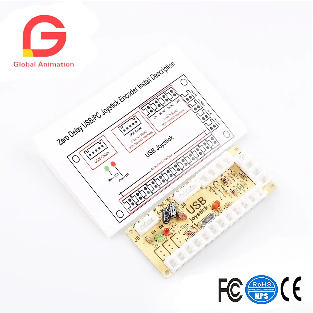 

Arcade Game DIY Kit 8X Arcade Push Button with Translucent Rim + 1X Zero Daley USB Encoder + 1X 5Pin 8Way Joystick For PC