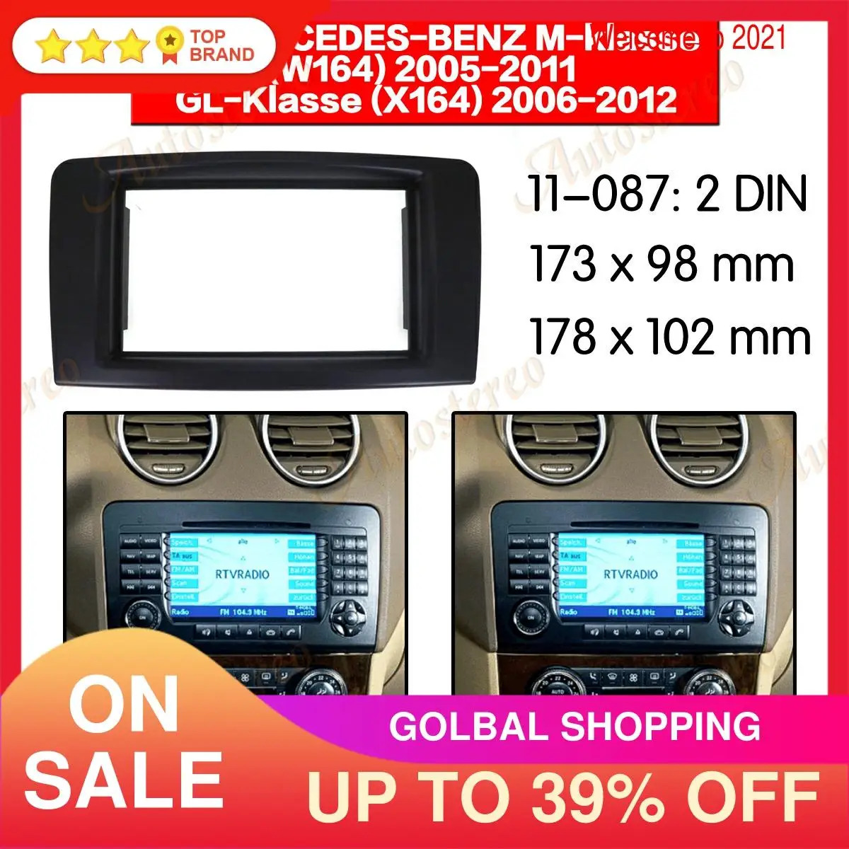 Автомобильная приборная панель 2DIN радиоприемник Fascia Для Benz ML (W164) 2006 2010 комплект