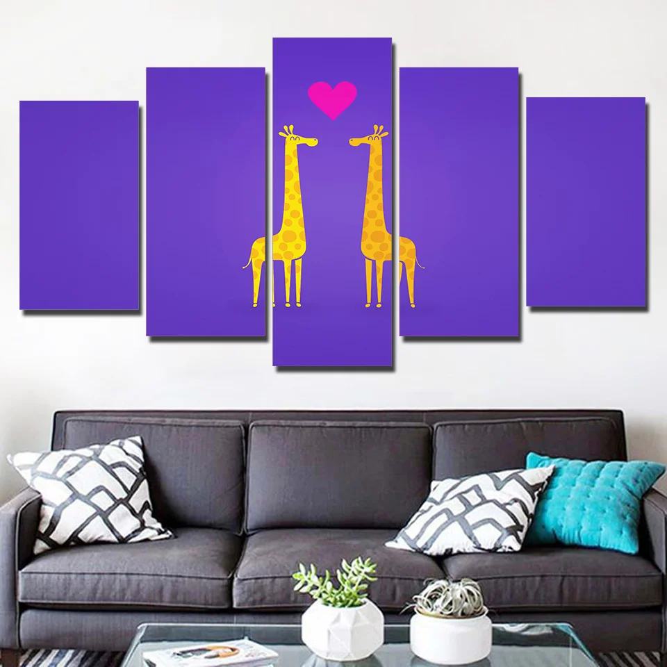 Embelish HD принт с рисунками из мультфильма Картины для Гостиная Love Жираф Wall Art