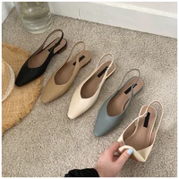 bailamos 2021 spring women flat heel slingback sandals slip on shallow mules shoes pointed toe female office lady work shoes