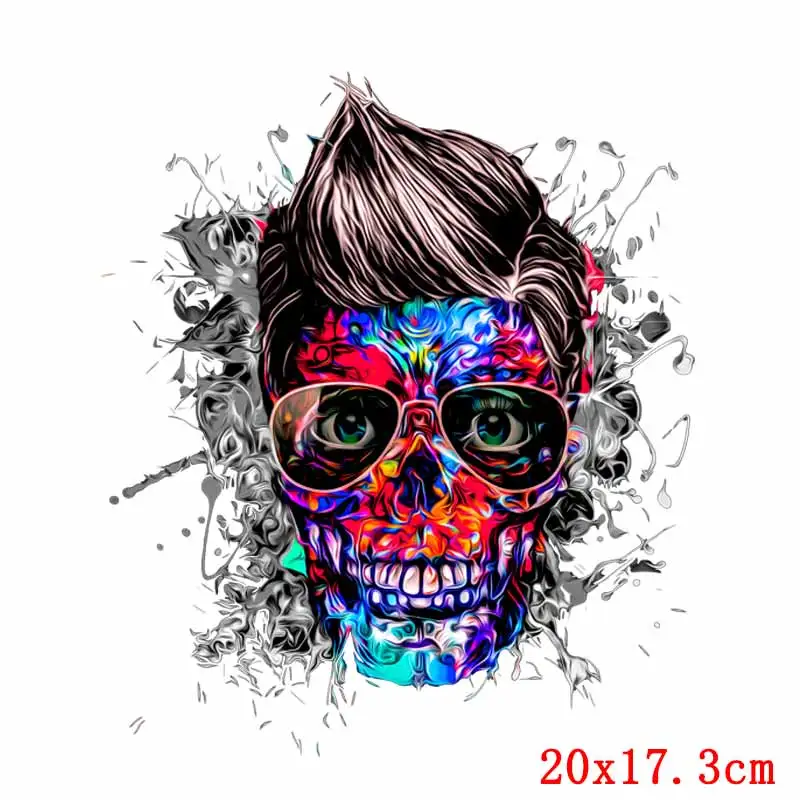 Prajna панк череп железо на переводах винил теплопередача нашивках для одежды